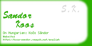 sandor koos business card